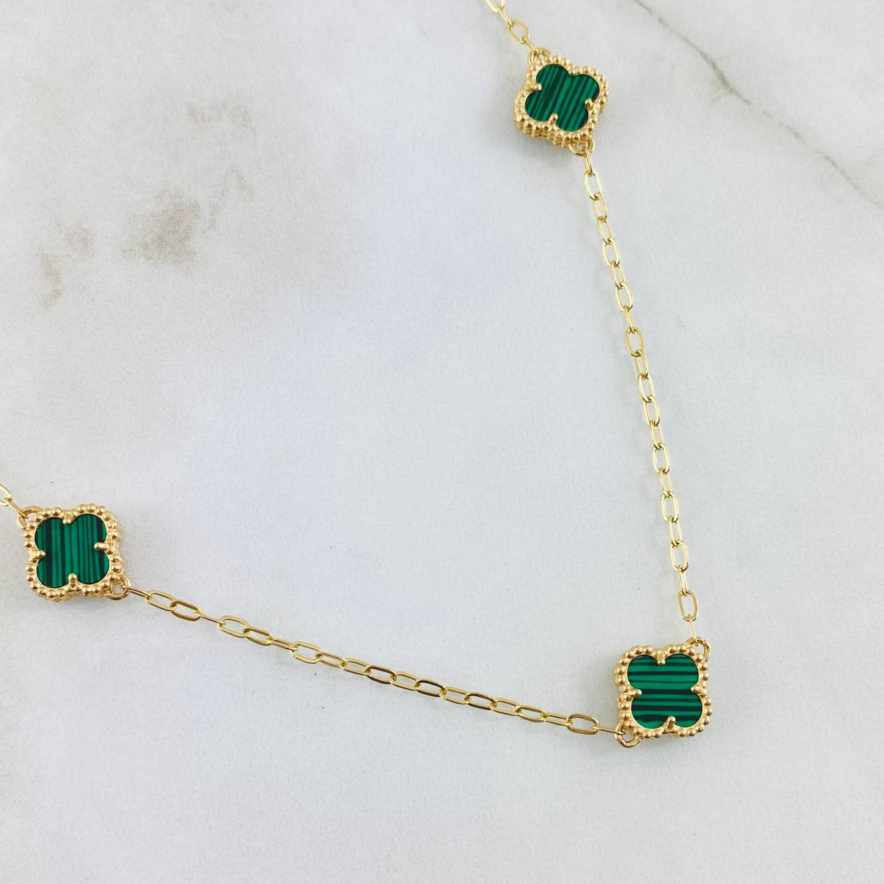 Cadena Trébol Verde 8.3gr / 50cm / Oro Amarillo Nac.Esp. 18K