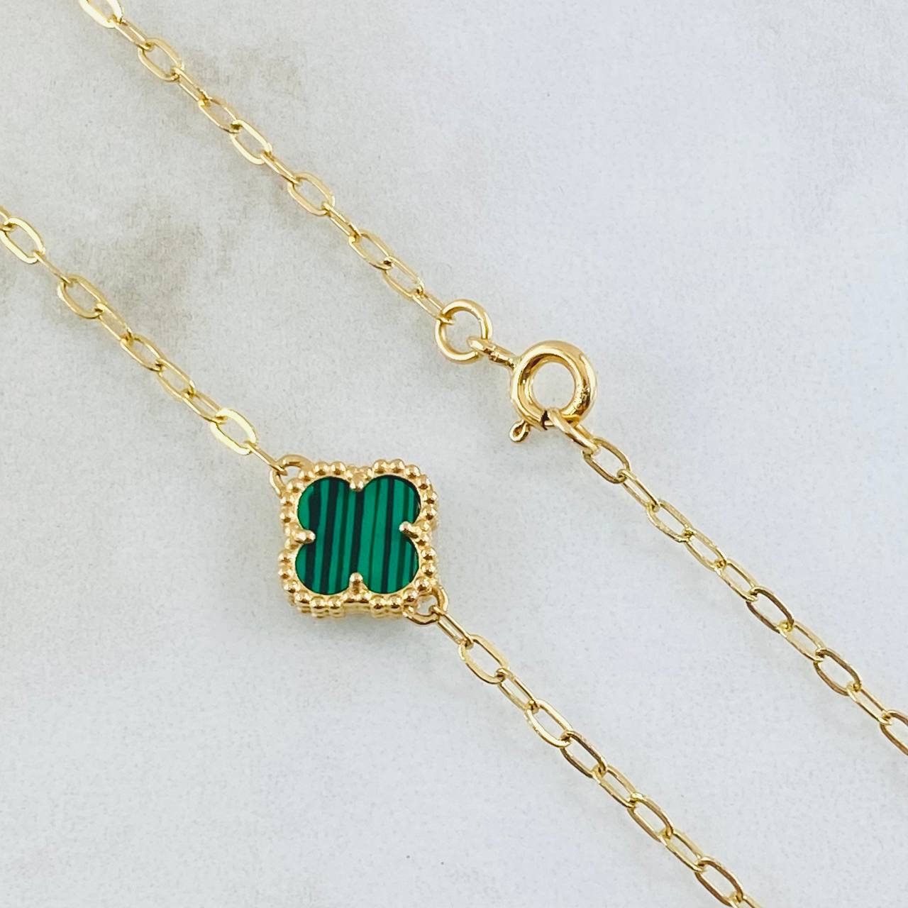 Cadena Trébol Verde 8.3gr / 50cm / Oro Amarillo Nac.Esp. 18K