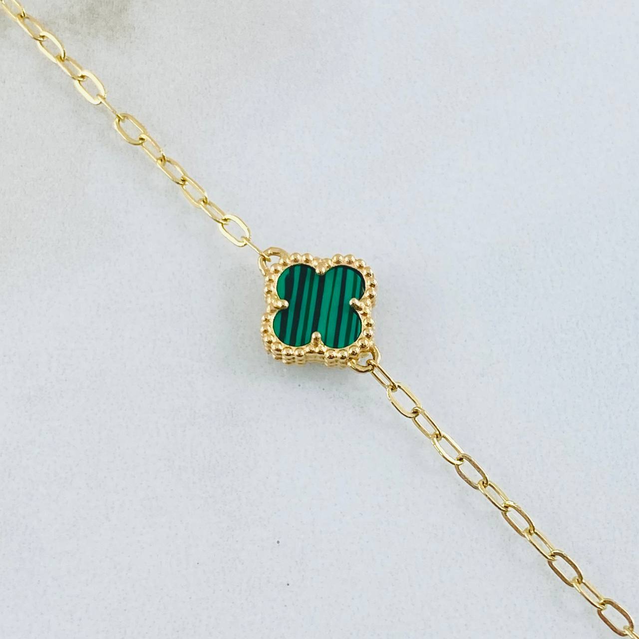 Cadena Trébol Verde 8.3gr / 50cm / Oro Amarillo Nac.Esp. 18K