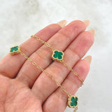 Cadena Trébol Verde 8.3gr / 50cm / Oro Amarillo Nac.Esp. 18K