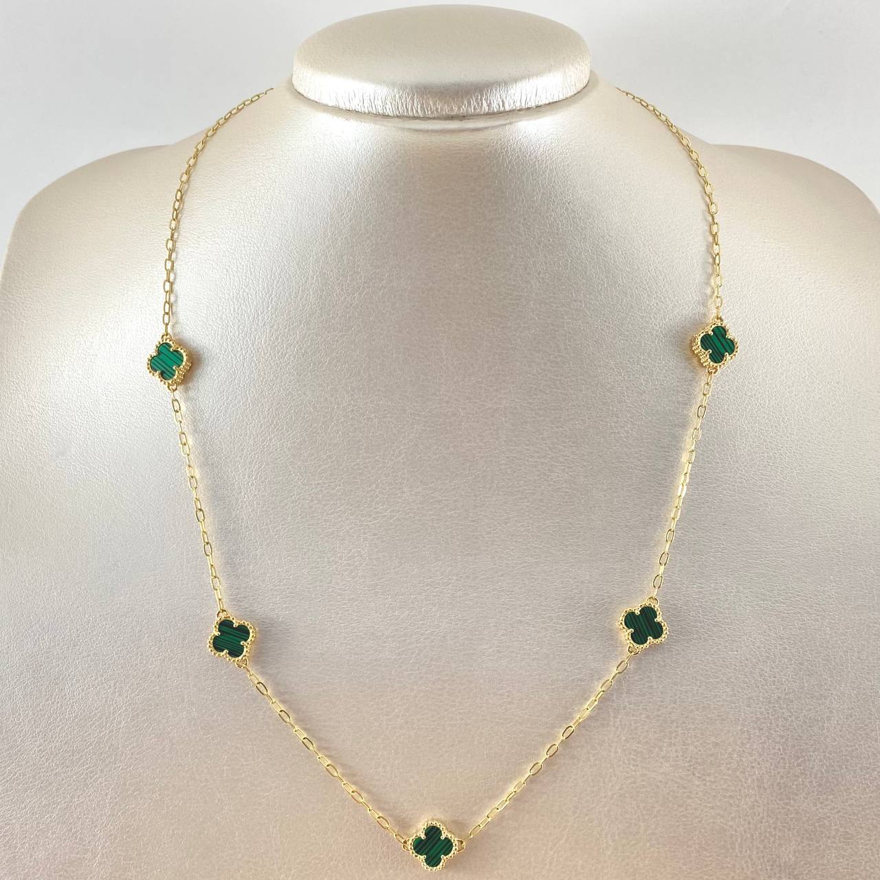 Cadena Trébol Verde 8.3gr / 50cm / Oro Amarillo Nac.Esp. 18K