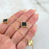 Cadena Trébol Dorado Negro 10gr / 50cm / Oro Amarillo Nac.Esp. 18K