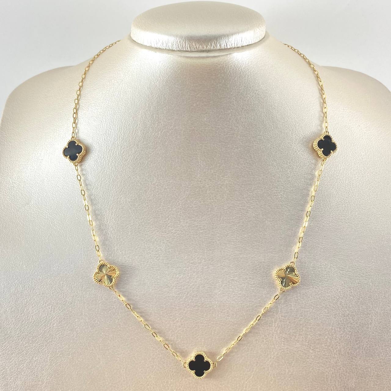 Cadena Trébol Dorado Negro 10gr / 50cm / Oro Amarillo Nac.Esp. 18K