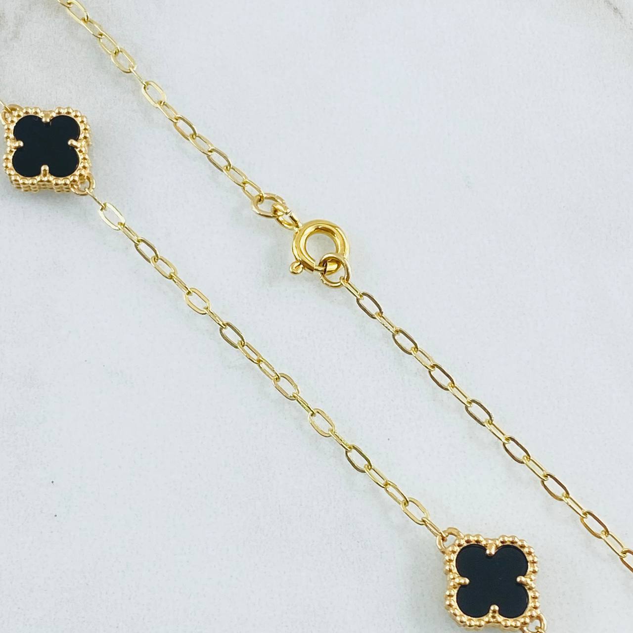 Cadena Trébol Negro 8.35gr / 50cm / Oro Amarillo Nac.Esp. 18K