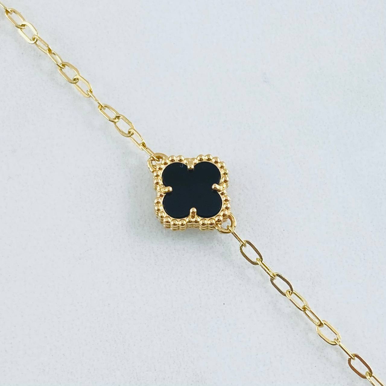 Cadena Trébol Negro 8.35gr / 50cm / Oro Amarillo Nac.Esp. 18K