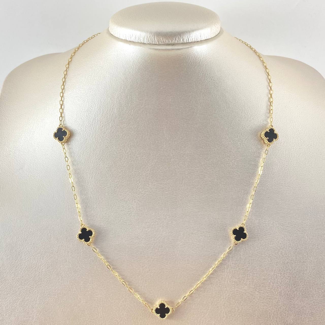 Cadena Trébol Negro 8.35gr / 50cm / Oro Amarillo Nac.Esp. 18K