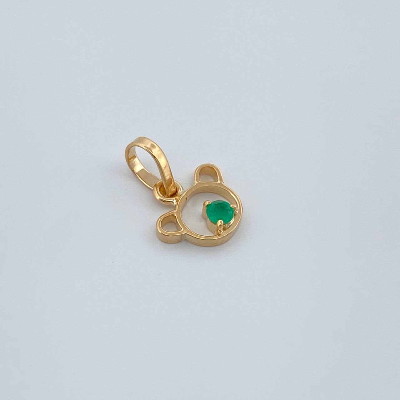 Dije Oso Figura Esmeralda 0.35gr / 1cm / Oro Amarillo 18K %