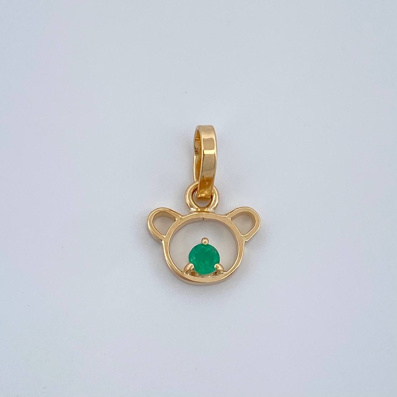 Dije Oso Figura Esmeralda 0.35gr / 1cm / Oro Amarillo 18K %