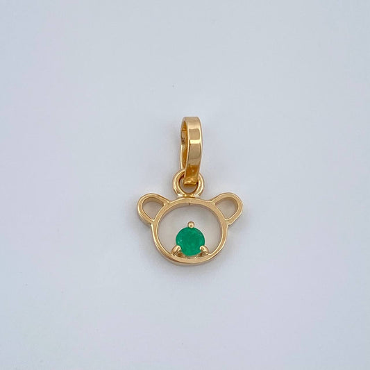 Dije Oso Figura Esmeralda 0.35gr / 1cm / Oro Amarillo 18K %