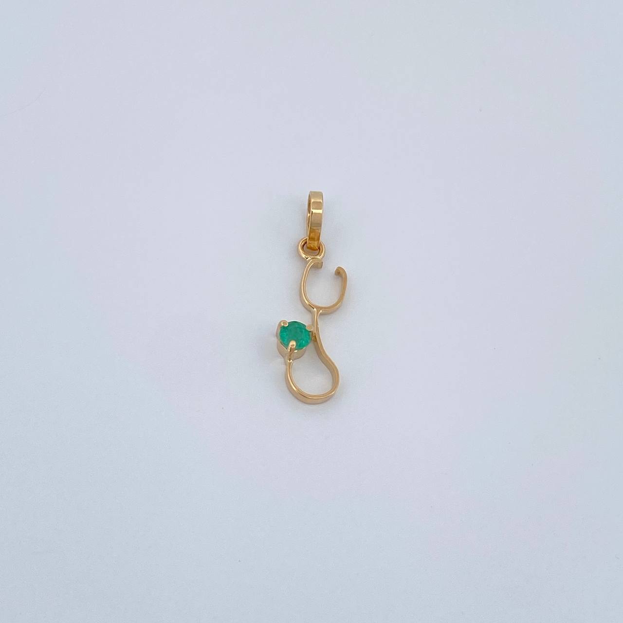 Dije Fonendoscopio Figura Esmeralda 0.35gr / 2cm / Oro Amarillo 18K %
