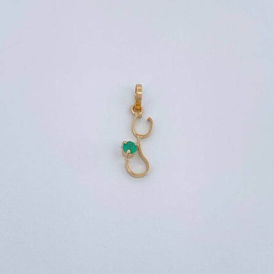 Dije Fonendoscopio Figura Esmeralda 0.35gr / 2cm / Oro Amarillo 18K %