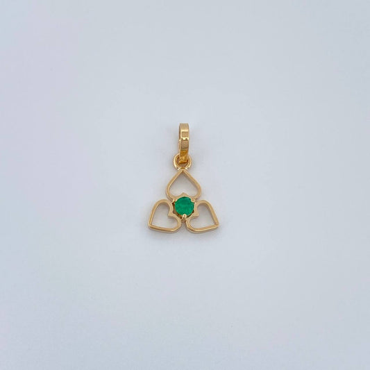 Dije Corazon Treboles Esmeralda 0.45gr / 1.3cm / Oro Amarillo 18K %