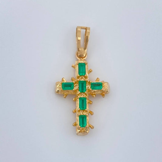 Dije Cruz Barroco Esmeraldas 3.15gr / 3cm / Oro Amarillo 18K %