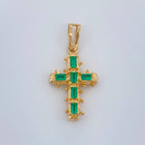 Dije Cruz Barroco Esmeraldas 3.15gr / 3cm / Oro Amarillo 18K %