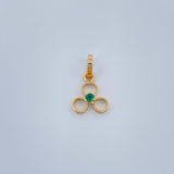 Dije Figura Trebol Esmeralda 0.35gr / 1.3cm / Oro Amarillo 18K %