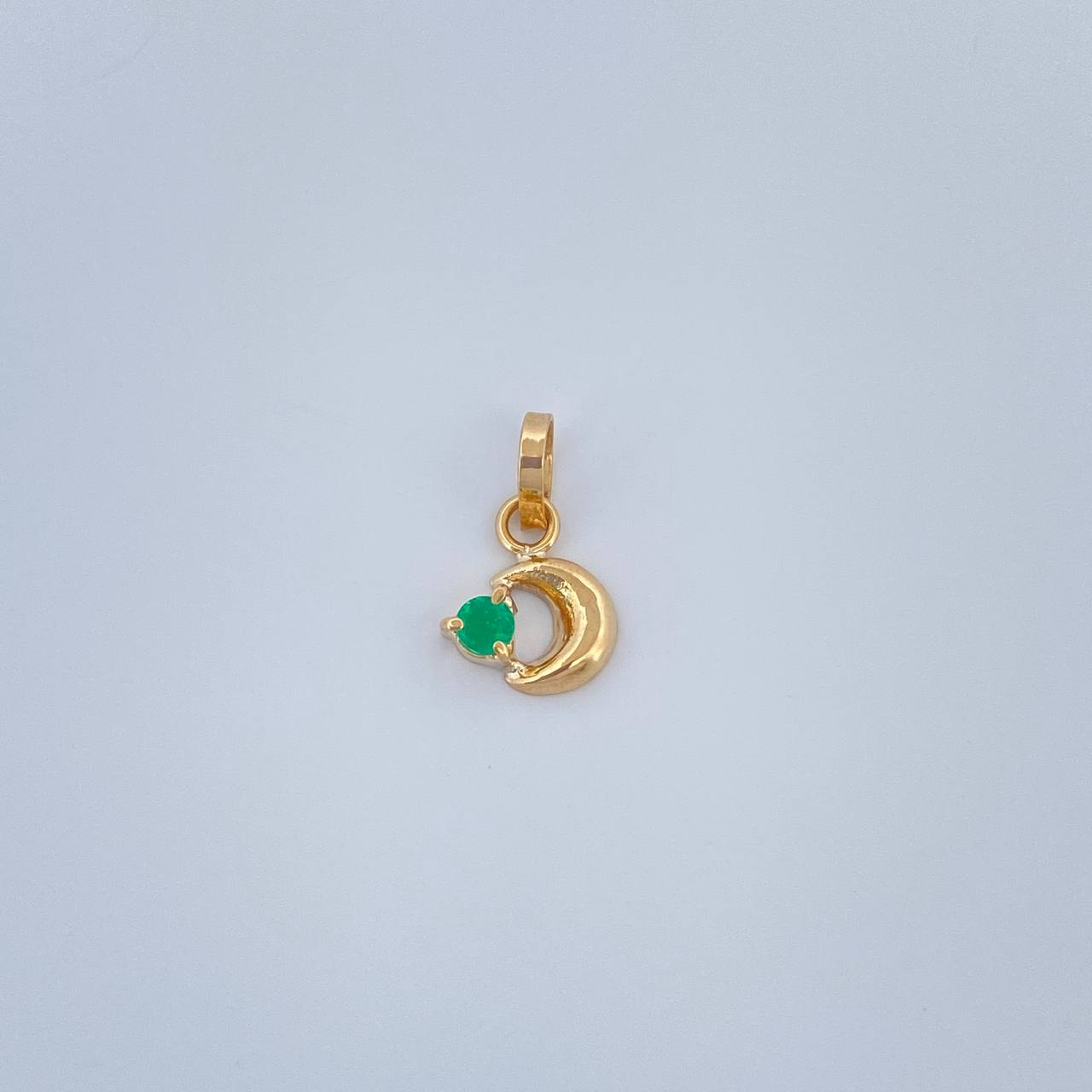 Dije Luna Figura Esmeralda 0.25gr / 1cm / Oro Amarillo 18K %