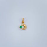 Dije Luna Figura Esmeralda 0.25gr / 1cm / Oro Amarillo 18K %