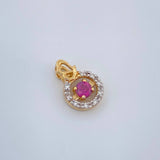 Dije Halo Ruby Diamantes 0.8gr / 1cm / Dos Oros Amarillo Blanco 18K %
