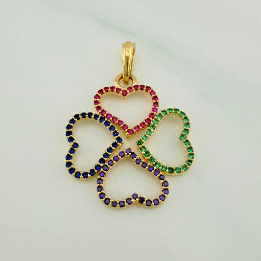 Dije Trebol De Corazones 2.9gr / 3cm / Oro Amarillo 18K $