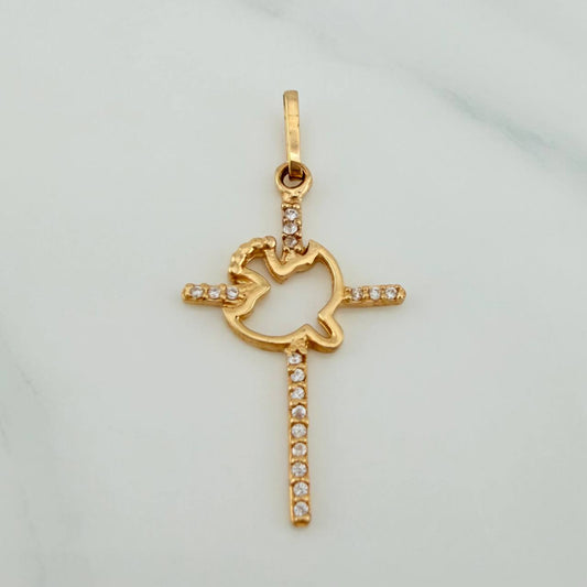 Dije Cruz Paloma 0.9gr / 3cm / Oro Amarillo 18K %