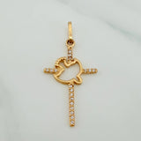 Dije Cruz Paloma 0.9gr / 3cm / Oro Amarillo 18K %