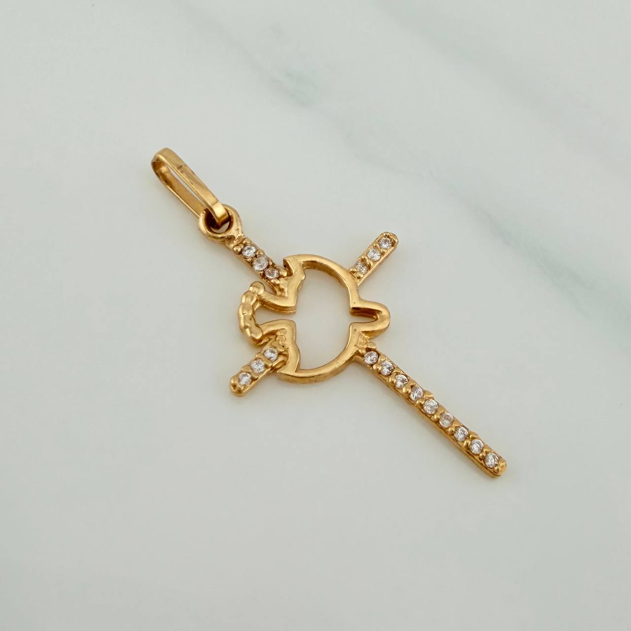 Dije Cruz Paloma 0.9gr / 3cm / Oro Amarillo 18K %