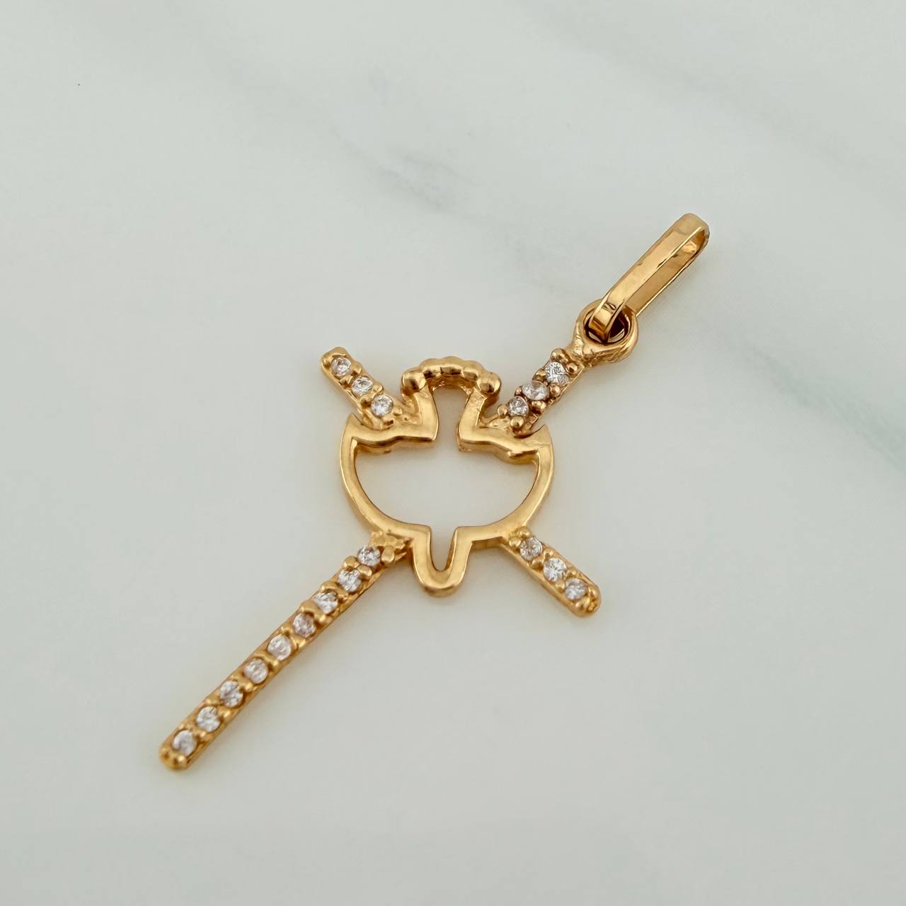 Dije Cruz Paloma 0.9gr / 3cm / Oro Amarillo 18K %