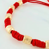 Pulsera Tejida Roja 7 Nudos 5Mm 6 Und Oro Amarillo 18K