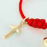 Pulsera Tejida Roja 1.5Cm 5 Und Oro Amarillo 18K