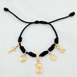 Pulsera Tejida Negra Oro Amarillo 18K