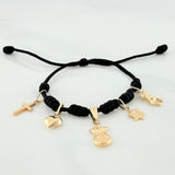 Pulsera Tejida Negra Oro Amarillo 18K