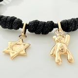Pulsera Tejida Negra Oro Amarillo 18K