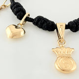 Pulsera Tejida Negra Oro Amarillo 18K