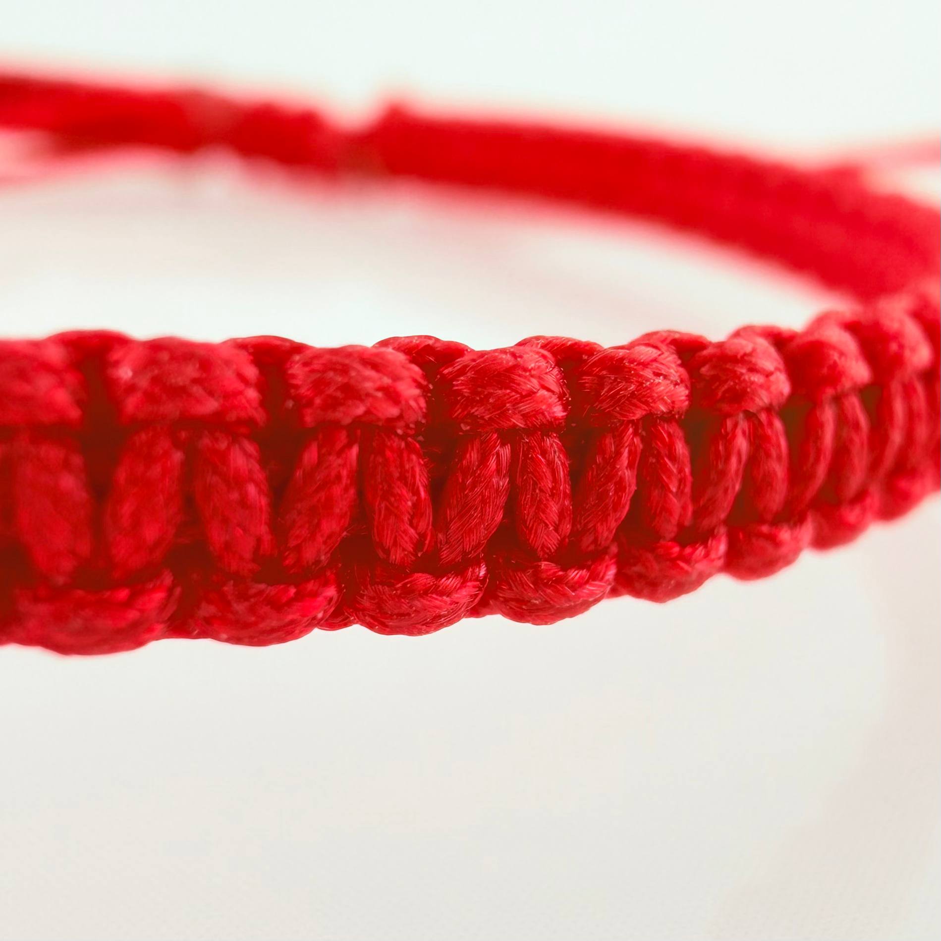 Pulsera Tejida Roja Virgen De Guadalupe Oro Amarillo 18K