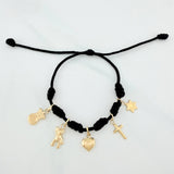 Pulsera Tejida Negra Oro Amarillo 18K