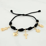 Pulsera Tejida Negra Oro Amarillo 18K
