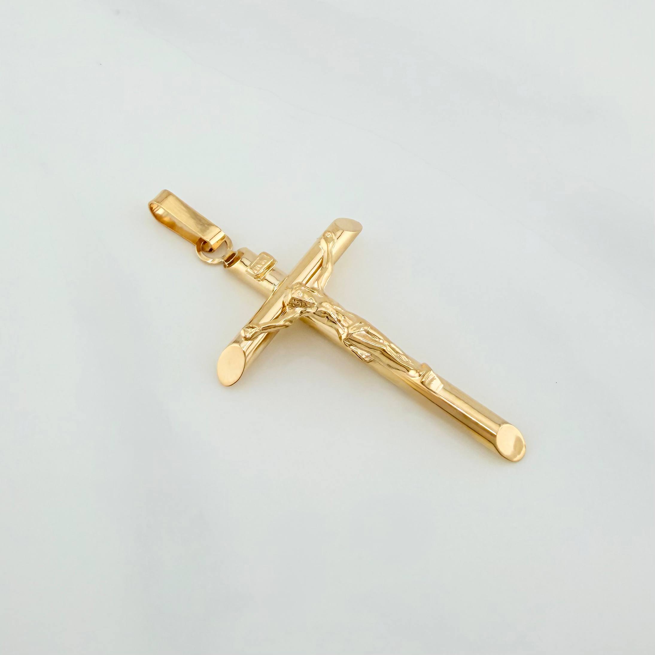Dije Cruz Cristo Punta Plana 1.75g / 5cm Oro Amarillo 18K