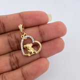 Dije Corazon Oso 2.45gr / 2.7cm / Dos Oros Amarillo Blanco 18K %
