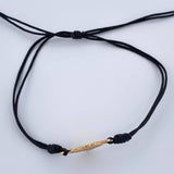 Pulsera Tejida Negra Corazón 1gr / Oro Amarrillo 18K %