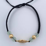 Pulsera Tejida Negra Corona 1.7gr / 6mm Oro Amarillo 18K %