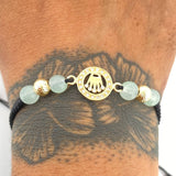 Pulsera Tejida Negra Corona 1.7gr / 6mm Oro Amarillo 18K %