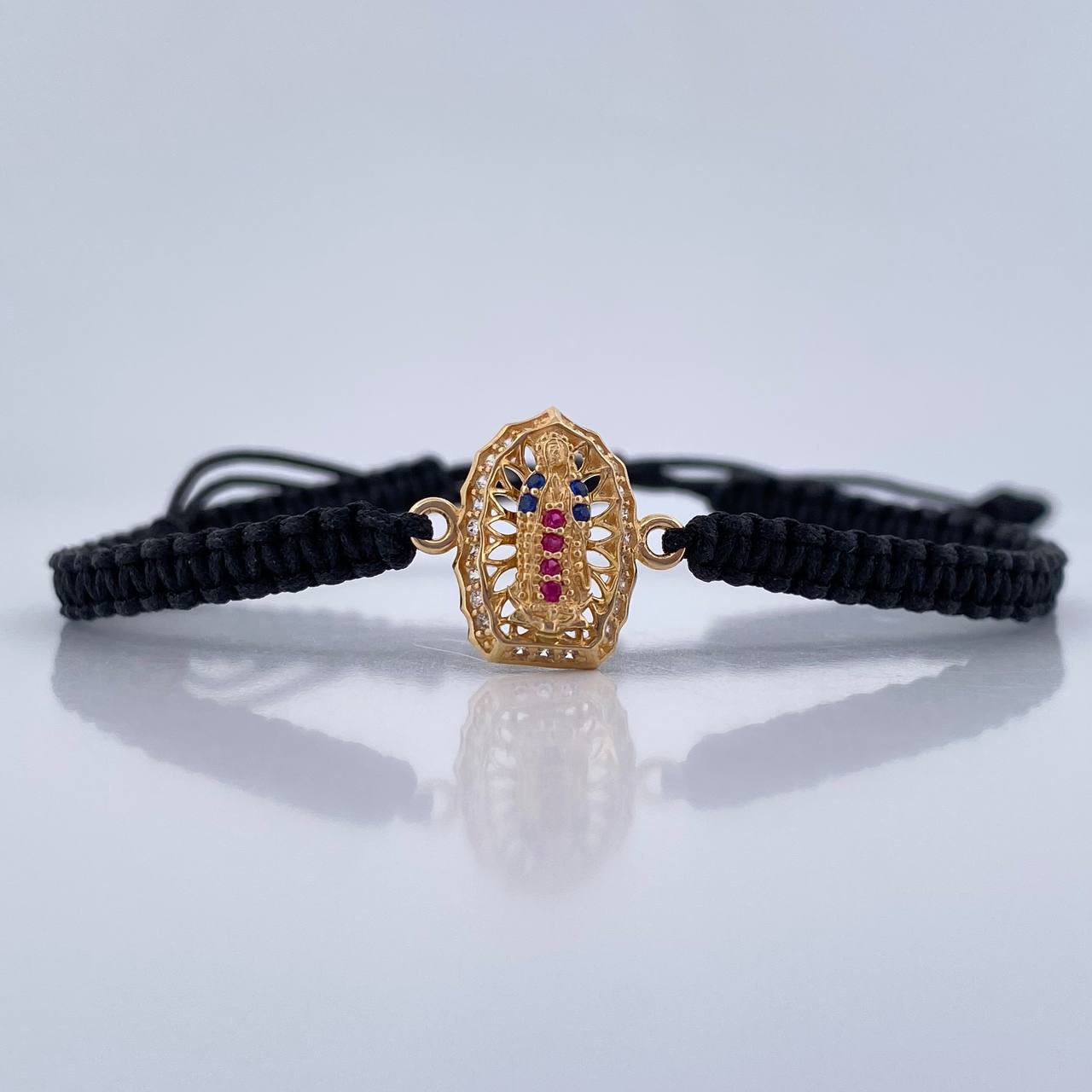 Pulsera Tejida Negra Virgen Guadalupe 1.35gr / Oro Amarillo 18K %
