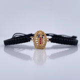 Pulsera Tejida Negra Virgen Guadalupe 1.35gr / Oro Amarillo 18K %