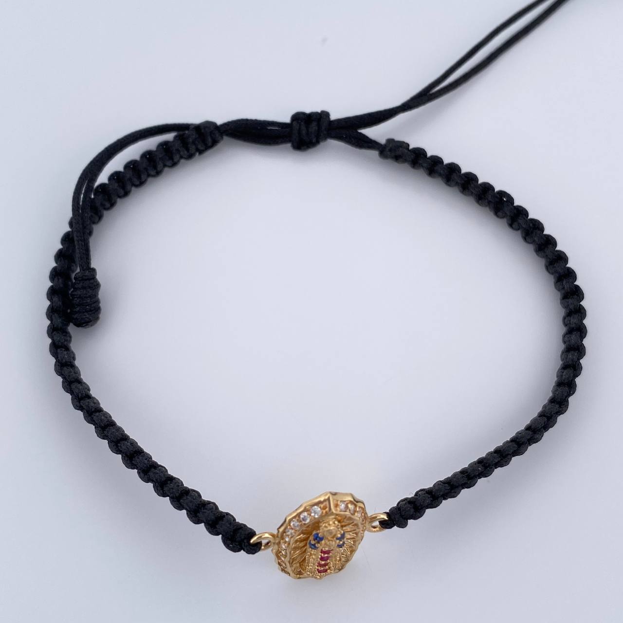 Pulsera Tejida Negra Virgen Guadalupe 1.35gr / Oro Amarillo 18K %