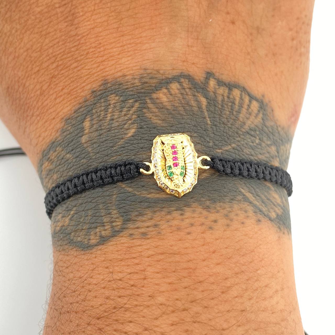 Pulsera Tejida Negra Virgen Guadalupe 1.35gr / Oro Amarillo 18K %