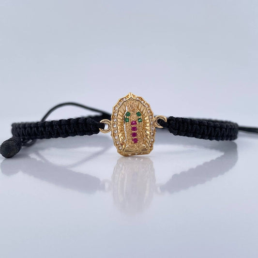 Pulsera Tejida Negra Virgen Guadalupe 1.35gr / Oro Amarillo 18K %