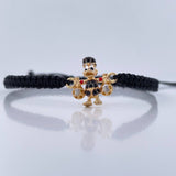 Pulsera Tejida Negra Pato Bolsa De Dinero 1.55gr / Tres Oros 18K %