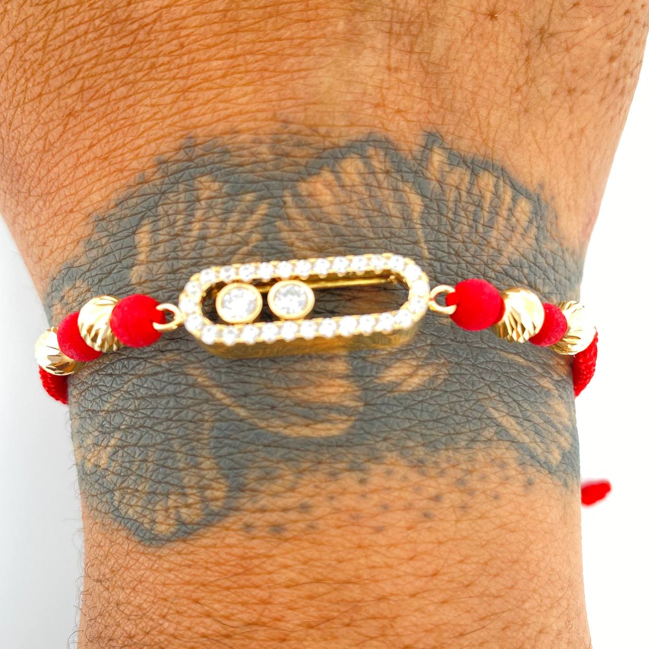 Pulsera Tejida Roja MSK 3.35gr / 5mm Oro Amarillo 18K %