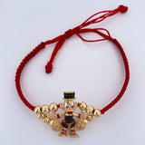 Pulsera Tejida Roja Pato Bolsas De Dinero 7.3gr / 4mm-5mm Tres Oros 18K %