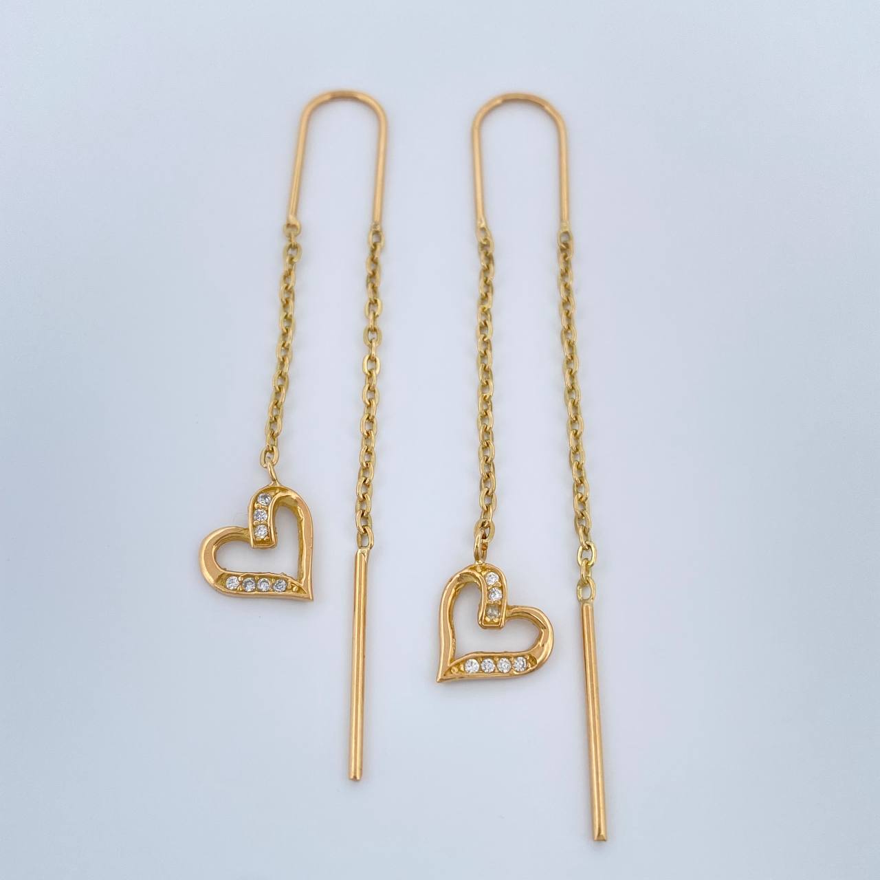 Topos Aretes Silueta Corazón 2.15gr / 6cm / 8.12mm Oro Amarillo 18K %